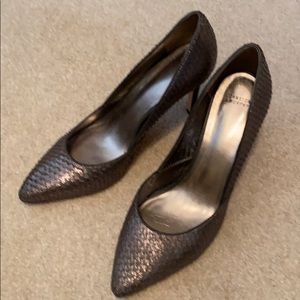 Pewter Snake Print Pumps